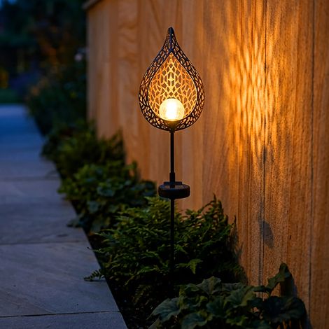 Lampada solare a LED per fiamme ottica vetro palla spina spotlight oro giardino terra picco lampada  Globo 33531 (1/5)