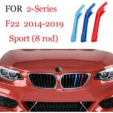 3 couleur M-Sport Kidney Grillee Housse Rayures Clip Decoration Vehicule Pour BMW 2 Série F22 Sport 2014-2019 (8 Grille) (1/4)