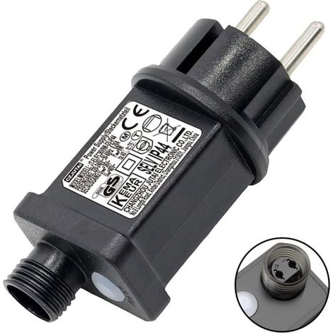 Clignoteur pour Guirlande lumineuse 31V 6W Prise Clignotante, 9 Modes Avec Fonction Minuterie, tanche IP44 Transformateur LED pour Eclairage de jardin, Rideau Lumineux (1/4)