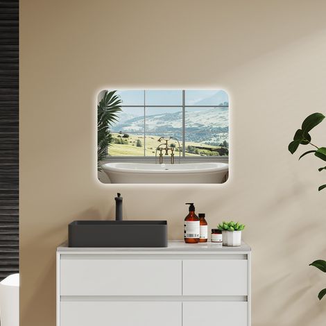 AICA 80 X 60CM SPECCHIO DA BAGNO CON LED, RETTANGOLARE, TOUCH, MEMORIA, DIMMERABILE, RETROILLUMINATO (1/5)
