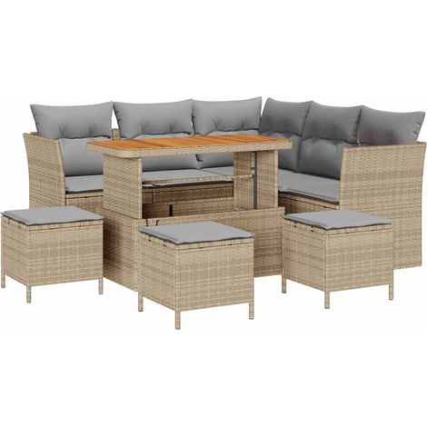 Maison Exclusive - Gartensofa-set 9 pcs Beige Poly-Rattan