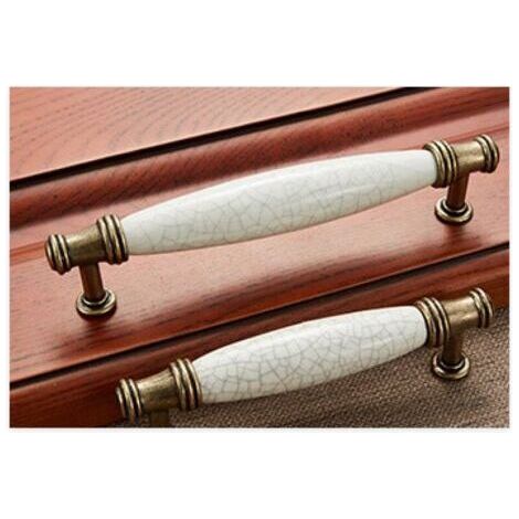 NALOOKAMIC 128 mm 10 x Door Pull Handle Bow Pulls, T Bar Kitchen Door Handles, Cupboard Drawer Bedroom furniture handles ceramics Hole centres