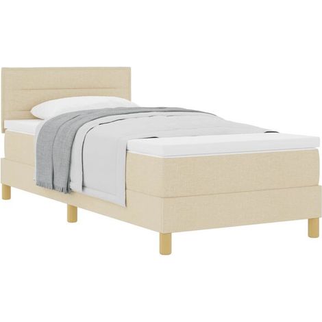 Matelas à ressorts rembourré, beige, 80 x 200 cm, revêtement en tissu. (1/5)