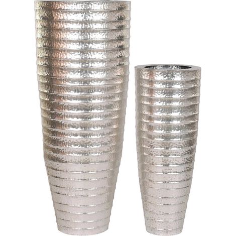 Cache-pot éclat métal argenté design élégant - Argent satiné à reflets métalliques (1/3)