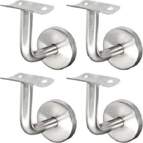 Supports main courante inox 4 pièces – Fixation murale pour escaliers & garde-corps – Résistant corrosion – Installation facile (1/5)