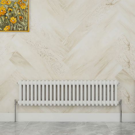 SKY Bathroom 300x1190mm 2 Column Radiator Horizontal White Traditional Column Radiator (1/5)