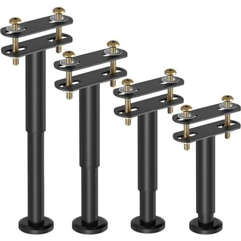 Lot de 4 Pieds de Lit Métal Réglables 18-33 cm, Supports Meubles, Charge 800 kg, Embouts Caoutchouc... (1/5)