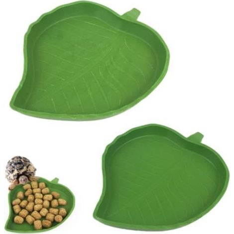 2 Pièces Bol d'eau de Nourriture pour Reptiles Abreuvoir Tortue Plat de Reptile, pour Maison De Tortue, Bol d'eau Reptiles(Vert) (1/4)