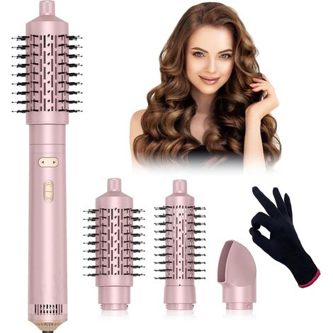 Brosse à air chaud 3-en-1, kit rotatif, kit de coiffure avec sèche-cheveux, brosse à air chaud, sèche-cheveux, brosse thermique, brosse-sèche-cheveux puissante, brosse ronde (1/5)