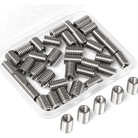 40 Pièces Inserts Filetés Réducteurs M8 à M6 x 15mm  Filetage Adaptateur, Manchon Réducteur Écrou,Adaptateurs de Filetage M8 à M6 en Acier Inoxydable,Kit de Réduction de Filetage (1/5)