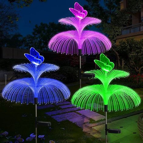 Lampes solaires de jardin, lot de 2, tubes en acier inoxydable, double couche, étoiles et lune, avec LED, étanches IP65, idéales pour pelouses, trottoirs, terrasses, balcons et décorations paysagères. (1/4)