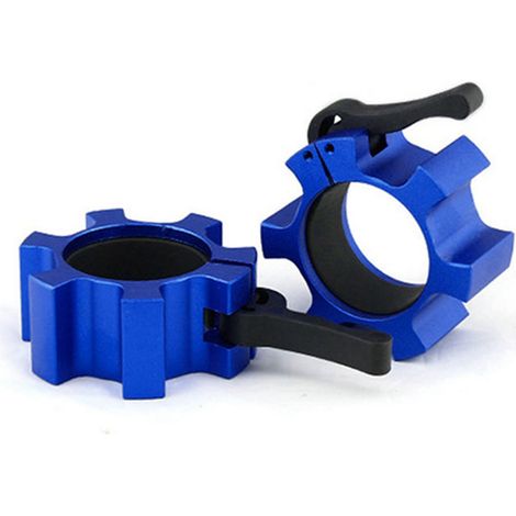 2PCS Serrure à Collier Rapide en Alliage d'Aluminium 50mm pour Haltères, Fitness et Musculation Bleu (1/5)