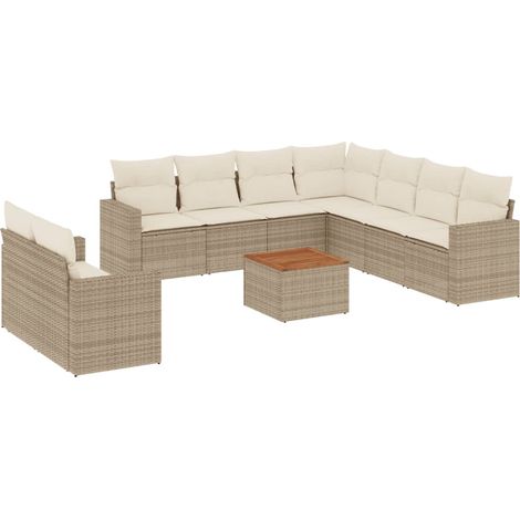 Maison Exclusive - Juego de sofás jardín con cojines beige 10 pza (1/3)