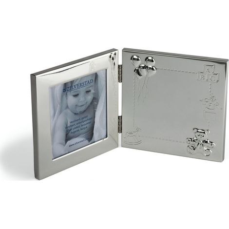 Cornice portafoto per bambini per la cameretta dei bambini, argento, da appoggiare, apribile Dimensioni: 17x171x222 mm e 9x9 cm SKU: ZV8021231 (1/2)