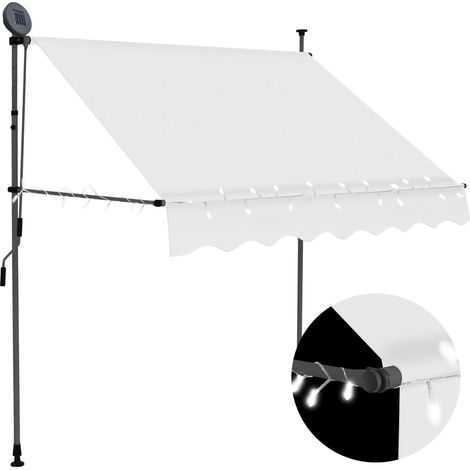 Toldo manual retráctil con LED crema 200 cm vidaXL