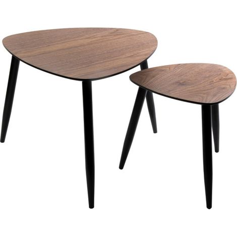 Lot de 2 tables à café façon Noyer "Mileo" Atmosphera - - (1/6)