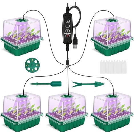 Bandeja Para Sembrar Semillas, 5 Unidades Con Luz De Cultivo (1/5)