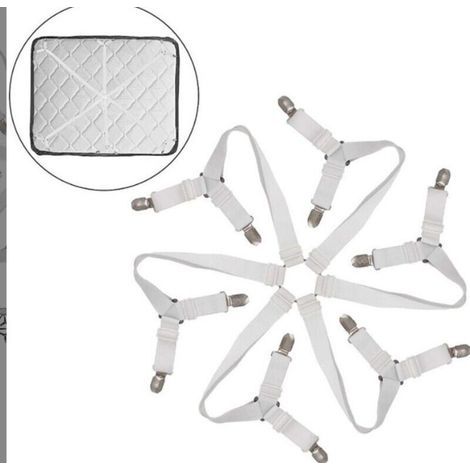 Set de Fixations pour Draps – 6 Crochets Réglables + Sangle Tripode Taille 6 – Compatible Tous Matelas Ronds & Carrés (1/4)
