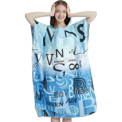 Poncho serviette en microfibre à séchage rapide pour la plage et la natation, peignoir de bain à capuche pour adulte, serviette de natation (1/5)