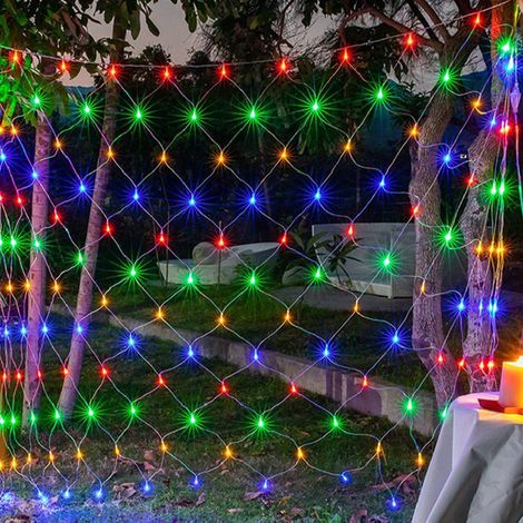 Jopassy Rete luminosa LED Catena luminosa con 8 modalità Tenda luminosa natalizia all'interno all'esterno 2x2M Multicolore (1/5)