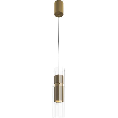 Maytoni Dynamics Plafonnier moderne et fin, doré, 1 abat-jour en verre GU10 (1/5)