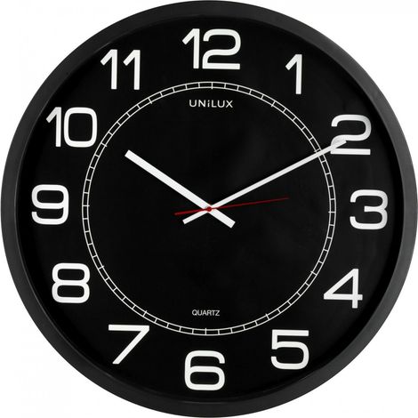 Unilux MEGA Horloge Murale Noire 60 cm Design Moderne