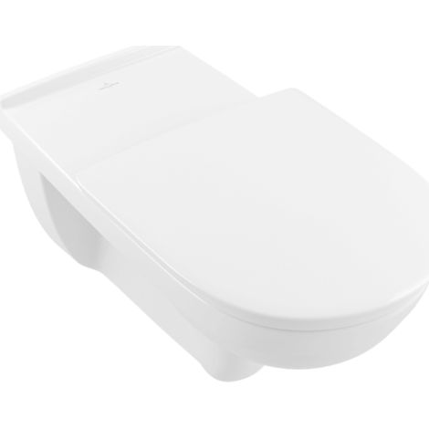 Cuvette WC suspendu PMR sans bride VILLEROY & BOCH ViCare blanc + Abattant WC sans frein de chute (1/5)