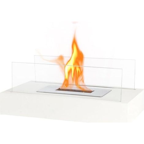 Rechteckiger 35 cm Tischkamin mit Bioethanol – Saubere, rauchfreie Verbrennung, hochtemperaturbeständiges Glas – Für den Innen- und Außenbereich geeignet