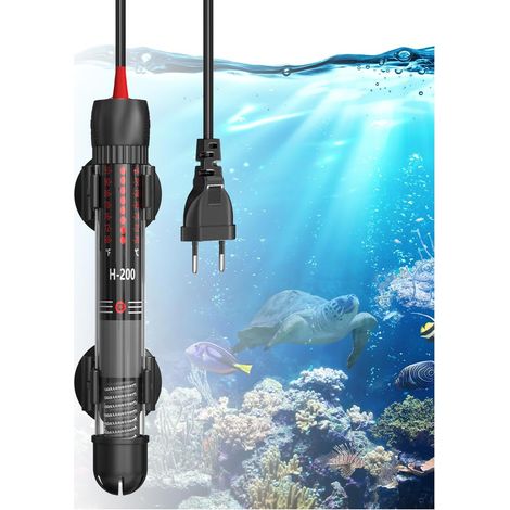 Chauffage D'Aquarium 50W, Chauffage en Verre Submersible Température Réglable Chauffe-Aquarium avec Ventouse Thermomètre Intégré Régulateur de Température Externe pour Aquarium 20L-60L (1/5)