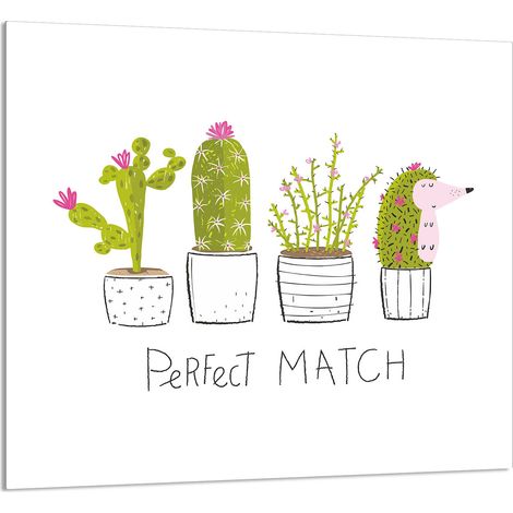 GLASPLATTE FÜR KÜCHE 65x60 Cactus