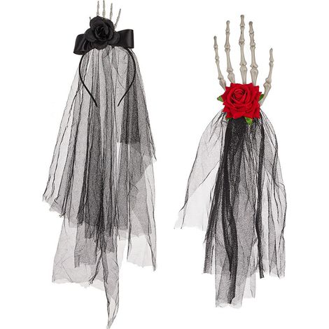 (51391+51392) Set mit 2 Haarspangen in Form von menschlichen Knochenklauen, Hexen-Haaraccessoire für Halloween (1/2)