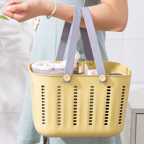 Panier De Rangement Pour Salle De Bain - Panier De Douche En Plastique Avec Poignées - Pour Produits De Toilette Et Serviettes - 25 X 17 X 19 Cm - 1 Pièce (1/5)