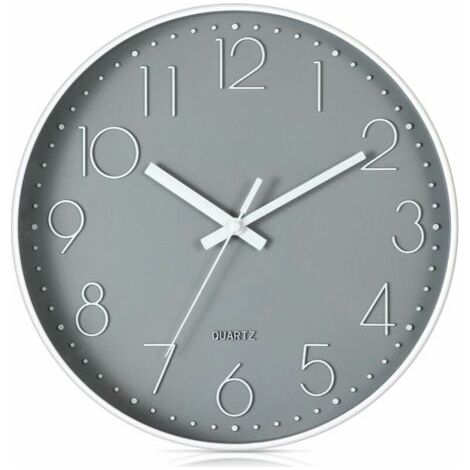 Ahlsen Pendules murales Horloge murale silencieuse à quartz moderne de 12 pouces avec horloges murales en chiffres arabes sans cocher décoration d'accessoires pour la maison (gris) (1/5)