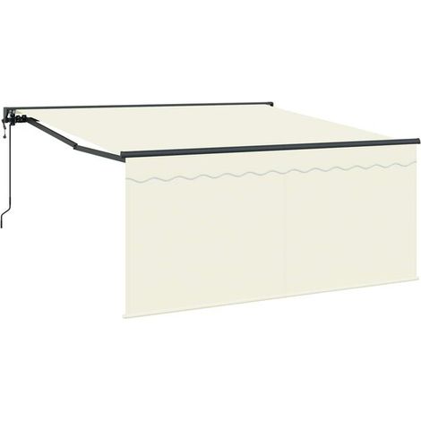 Auvent Rétractable crème 300 x 250 cm polyester et aluminium - Auvent extérieur terrasse balcon jardin protection UV (1/5)
