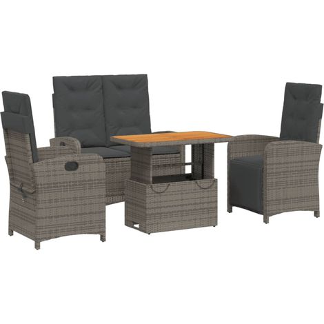 Maison Exclusive - Set da Pranzo da Giardino 4 pz con Cuscini in Polyrattan Grigio (1/5)