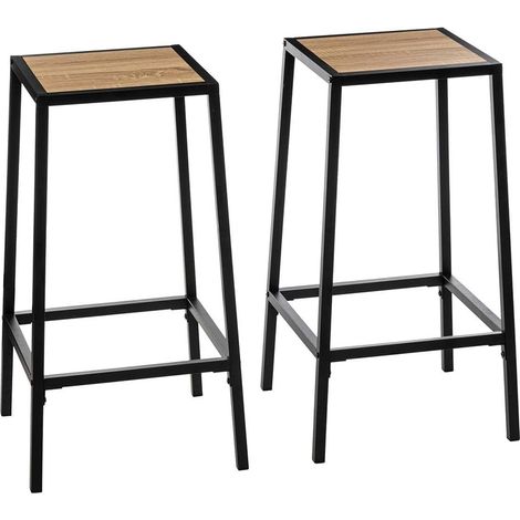 Set di 2 sgabelli da bar aliaj effetto rovere naturale - 5five (1/4)