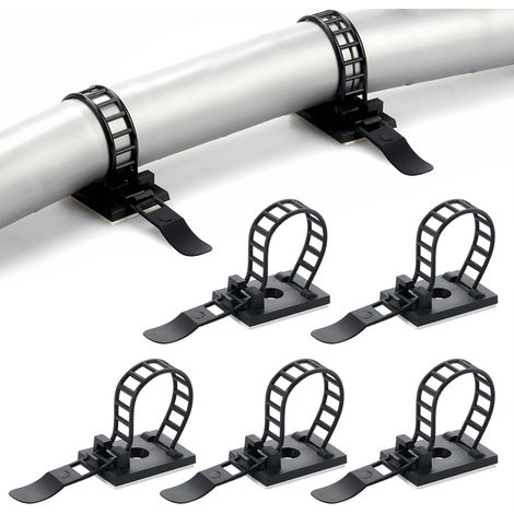 100 Stück Verstellbare Kabelklemme Kabelschellen Selbstklebende Schwarz Kabelclips Kabelhalter mit Klebstoff Unterlage für Schreibtisch Netzkabel USB Ladekabel Ladegeräte (1/5)