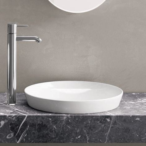 RAK Variant Round Drop-In Wash Basin 360 Wide 0 Tap Hole - Alpine White (1/3)