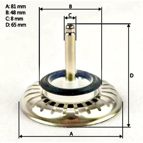 Bonde avec poussoir pour évier – Diamètre 81 mm – Compatible modèles Franke à panier 3 1/2" – Accessoire évacuation évier