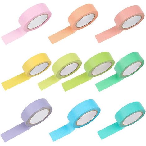 10 rouleaux de ruban adhésif en papier de couleur unie, décoration de planificateur faite à la main (couleurs assorties)-1000x4.5cm
