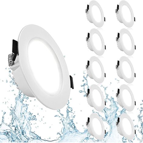 RHG 7W Spot Led Encastrable Extra Plat, IP44 Led Spot Encastré Salle de Bain, Blanc Neutre 4000K, Ultra-mince 35MM, Spot Led Extra Plat AC85-265V, 550LM, LED Intégrée Pour Cuisine,10 pièces.