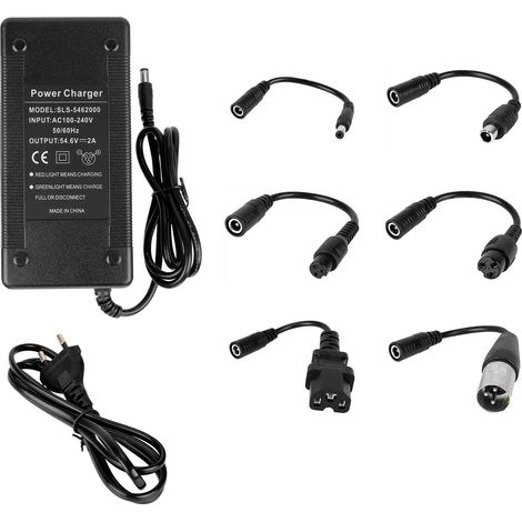 Chargeur de scooter électrique 54,6 V 2 A, adaptateur secteur pour vélos (1/5)