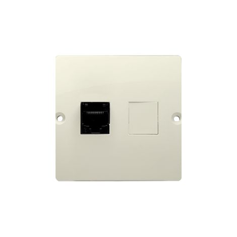 Prise Informatique Simple Rj45 - Beige - 1 Pièce - Mise À La Terre - Internet (1/2)