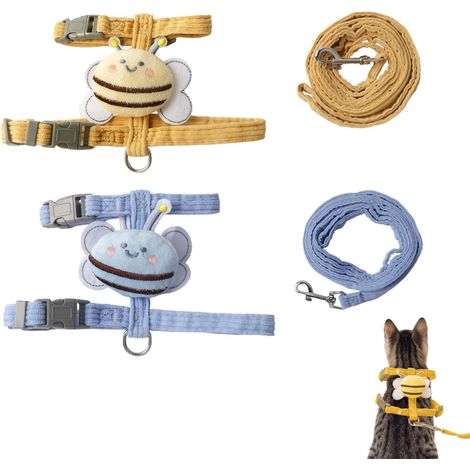 Harnais et Laisse pour Chat Motif Abeille Réglable Confortable (1/5)