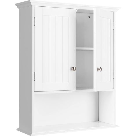 Goplus – Armoire murale de rangement 60x20x70,5 cm – MDF et métal – Compartiment à porte et étagère ouverte – Poignées pratiques – Pour salon et cuisine (1/5)