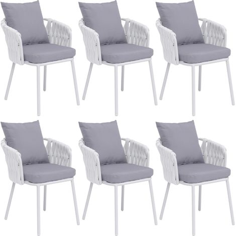 Lot de 6 chaises de salle à manger en aluminium HWC-P89, chaises d'intérieur avec accoudoirs, tissu (1/5)