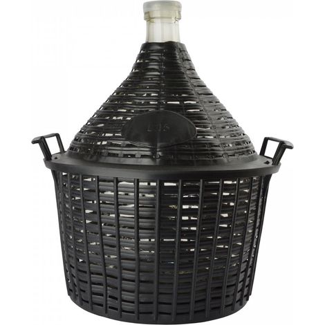 Weinballon, Glasballon, Dame Jeanne im Weidenkorb - 15L, normale Öffnung + Kunststoffstopfen