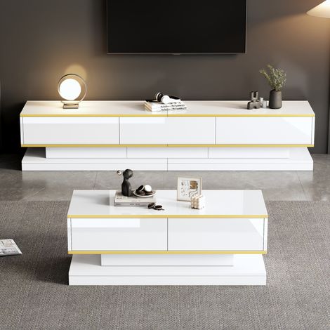Conjunto mueble TV y mesa centro con cajones OKMYHOME (1/5)