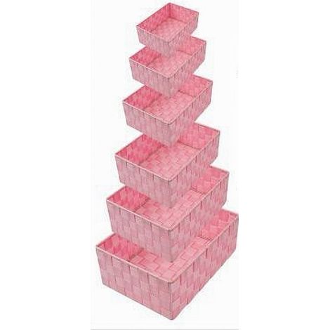 Cleafe - Set 6 Pz Scatola In Tessuto Organizer Armadio Scaffali Porta Oggetti Rosa 79071 - (1/4)