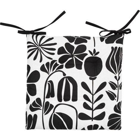 Funda de silla Twisted lime algodón blanco y negro 38x38cm - Atmosphera créateur d'intérieur